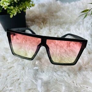 Bright Black Frame Upper‎ Pink Lower Yellow Sunglasses